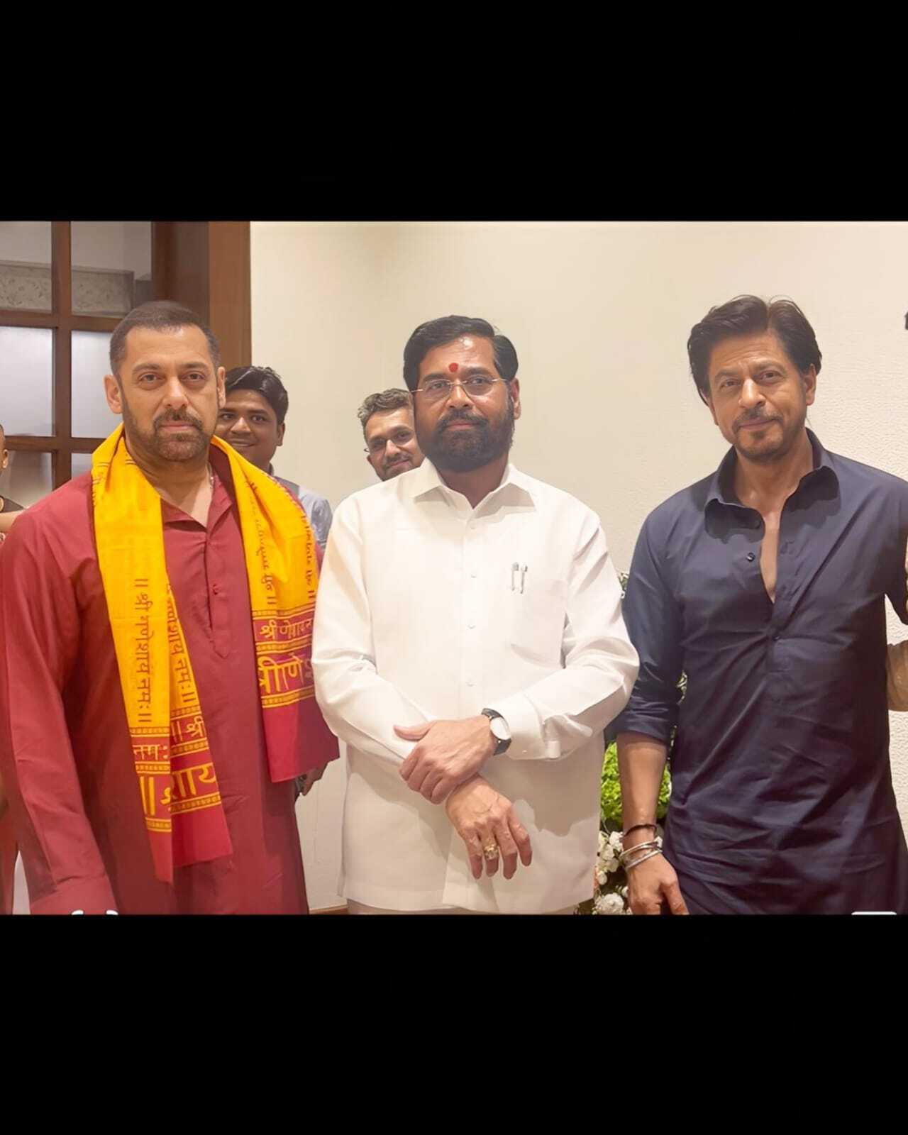 Shah Rukh Khan and Salman Khan reunited at CM Eknath Shinde's Ganesh Chaturthi celebrations at home